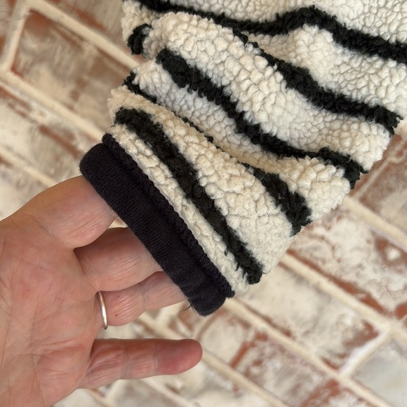 Free People Briton Black and White Striped Fuzzy Knit Cropped Sweater - Picture 4 of 9